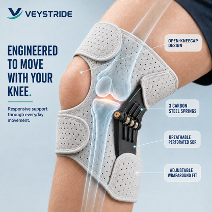 VEYSTRIDE Spring Power Knee Booster,Spring Loaded Patella Support for Joint Pain Relief & Mobility